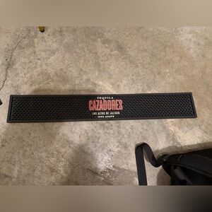 Tequila Cazadores Bar Rail Mat in Black with Red Logo